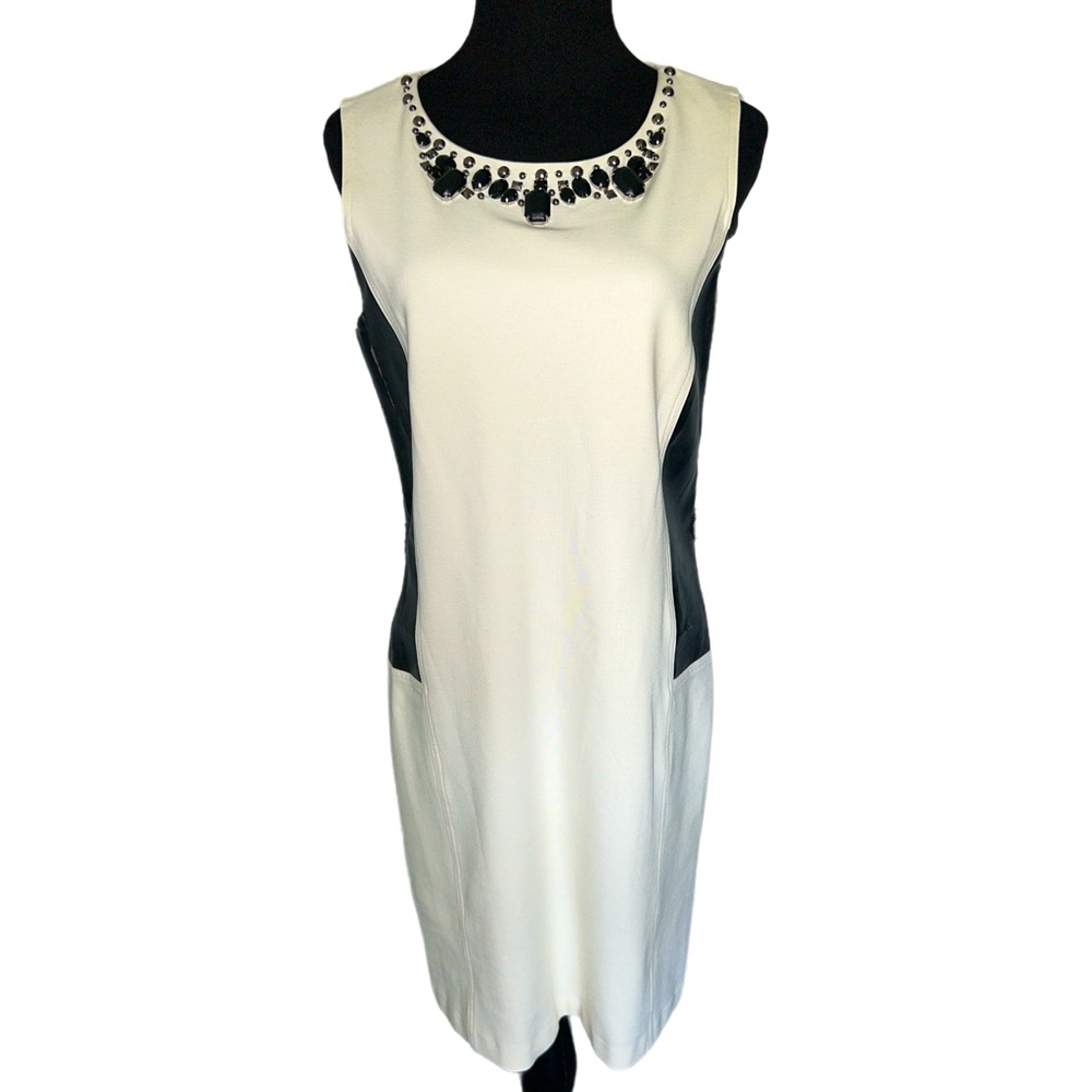 Elegant White and Black Sleeveless Dress
